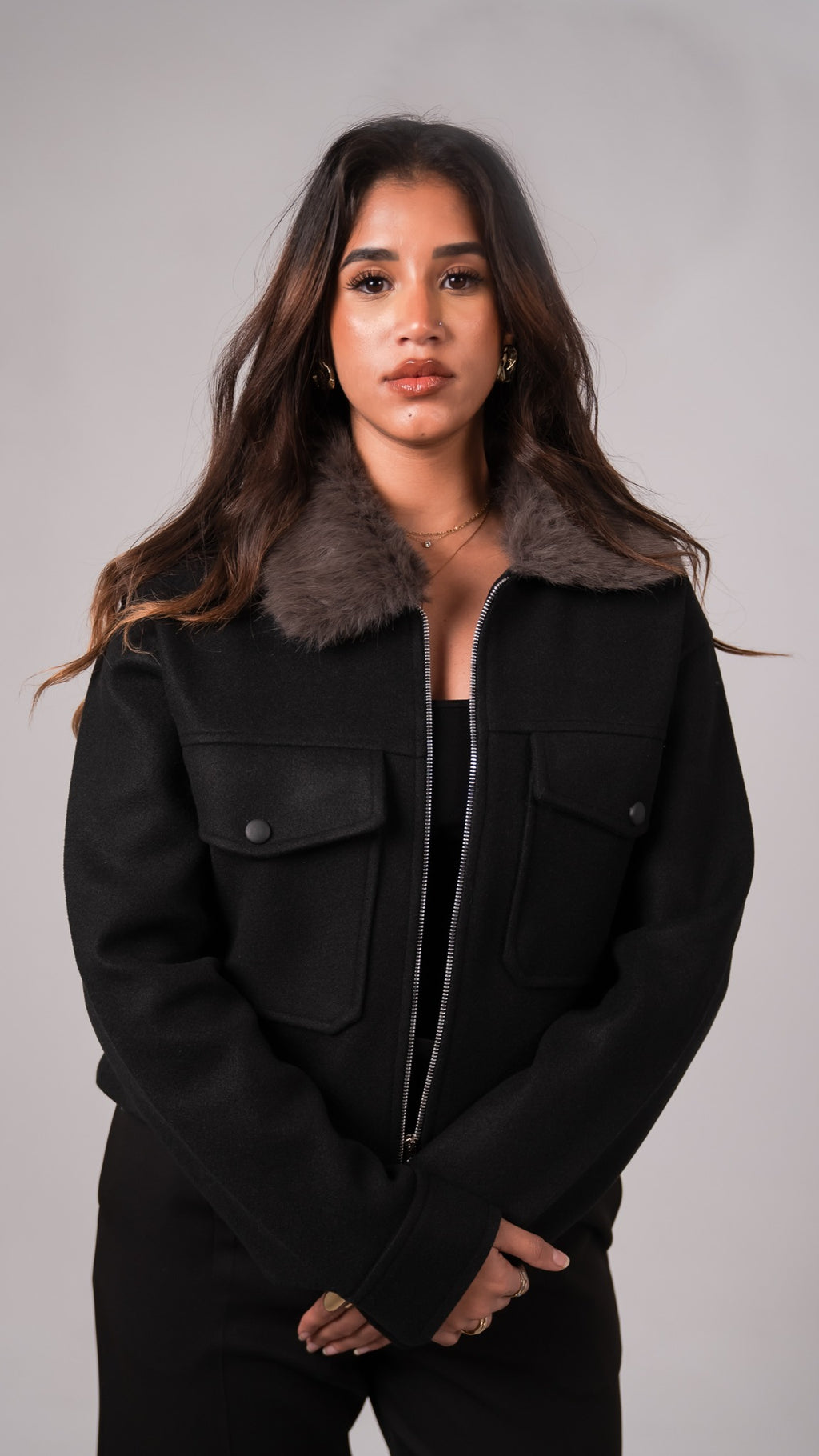 Black cropped jacket