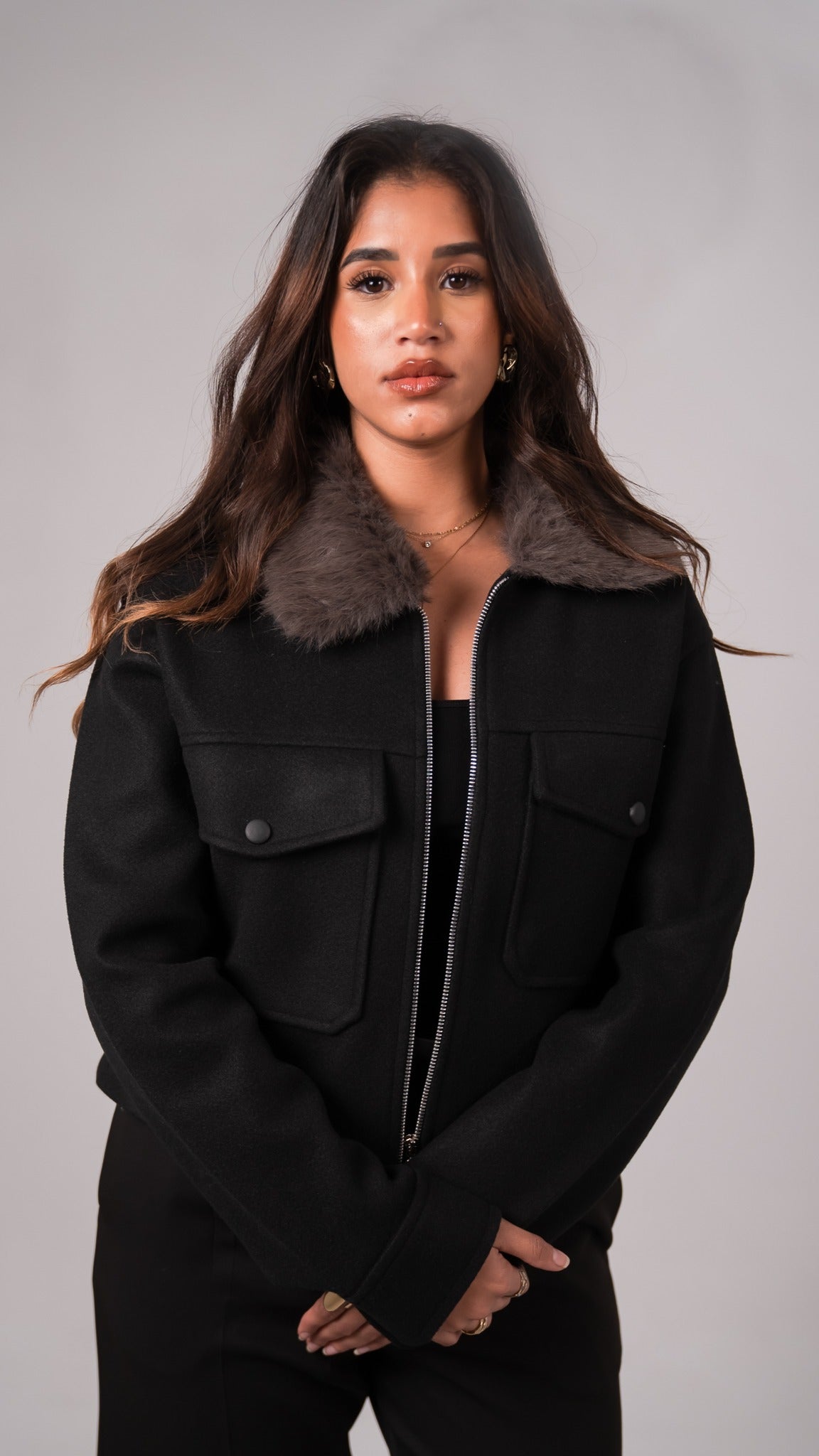 Black cropped jacket