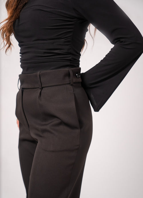 Black flared trousers