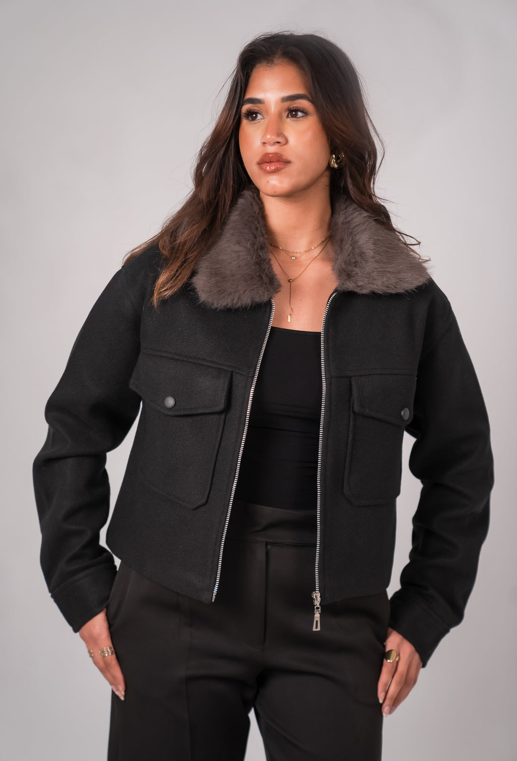 Black cropped jacket