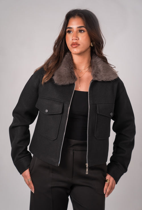 Black cropped jacket