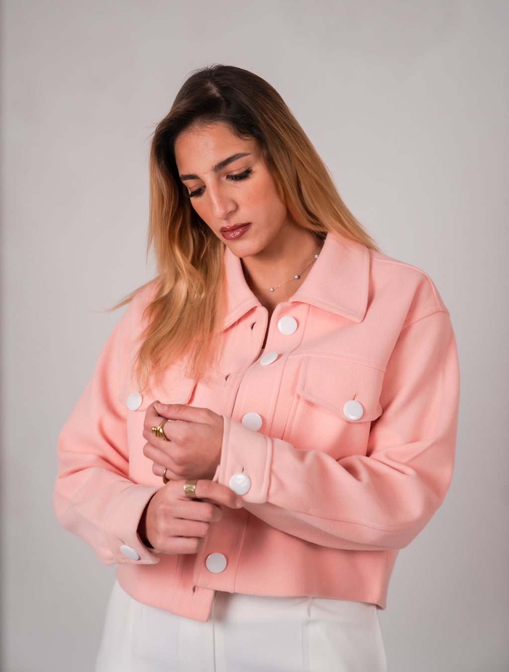 Baby pink cropped jacket